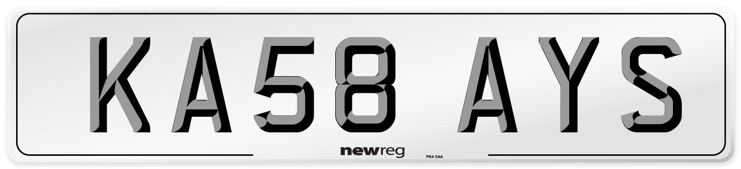 KA58 AYS Number Plate from New Reg